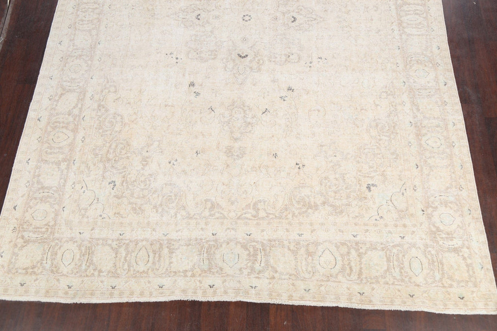 Muted Distressed Tabriz Persian Area Rug 9x13