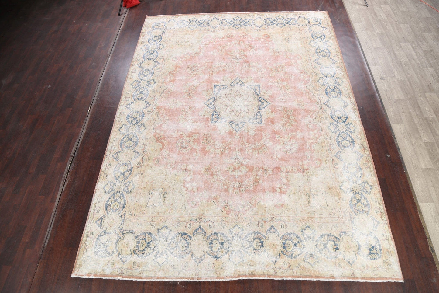 Muted Distressed Kerman Persian Area Rug 10x13