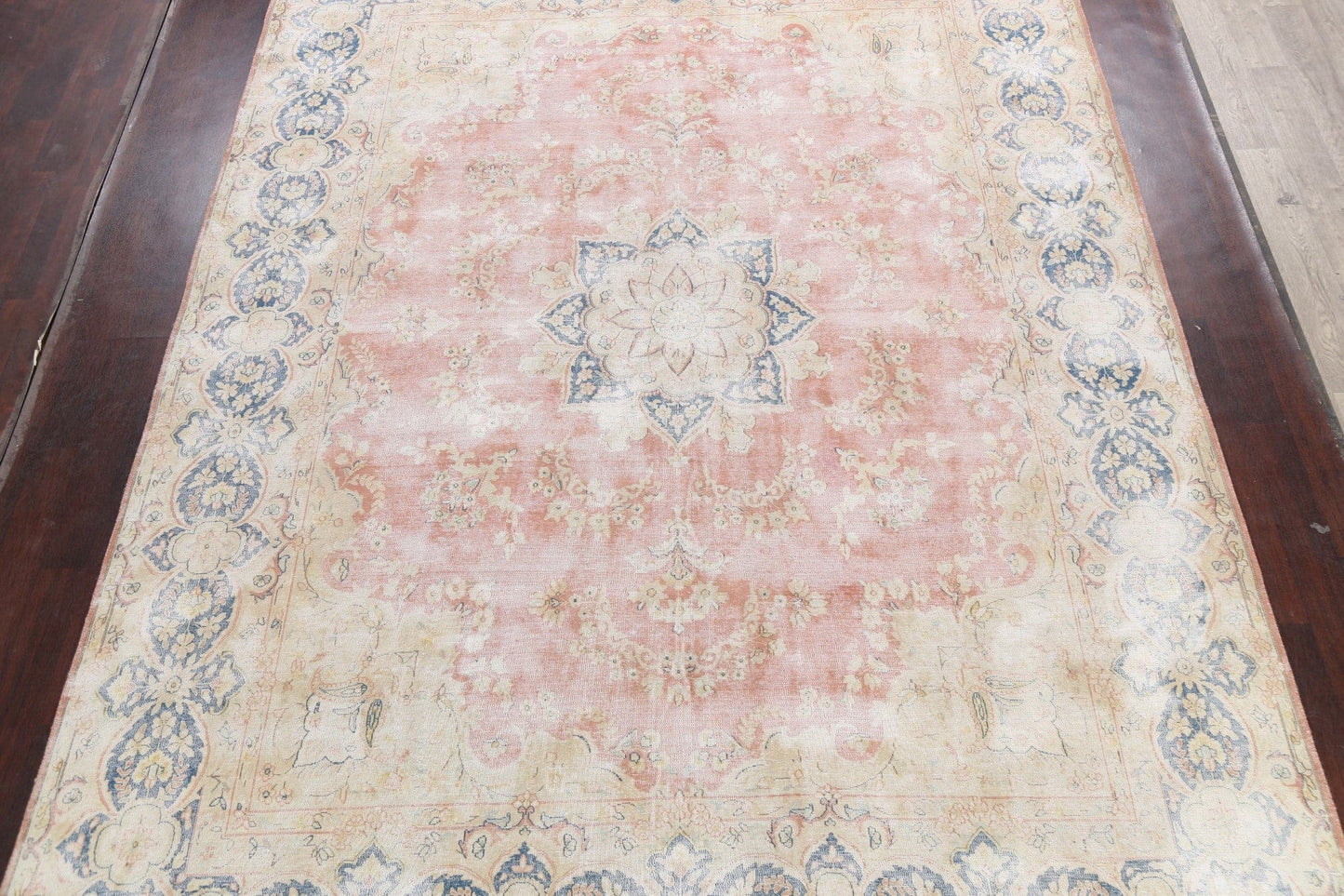 Muted Distressed Kerman Persian Area Rug 10x13