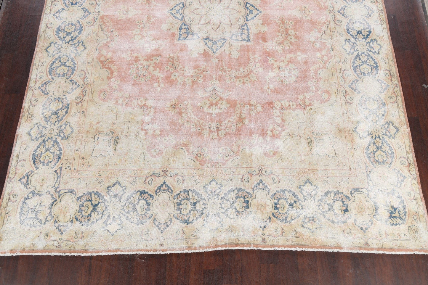 Muted Distressed Kerman Persian Area Rug 10x13