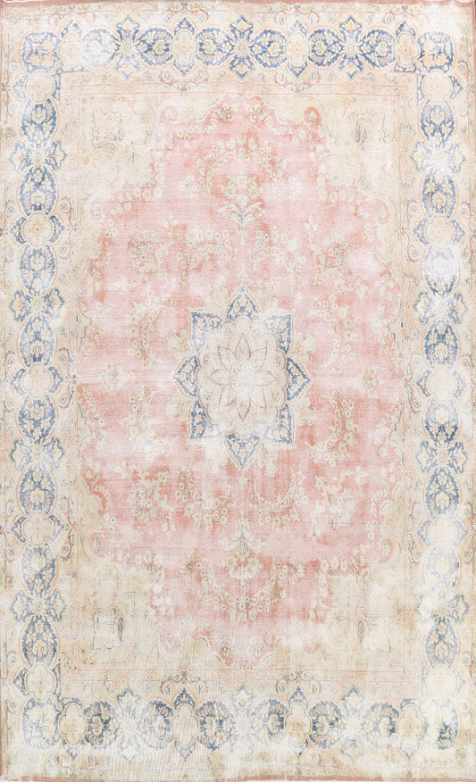 Muted Distressed Kerman Persian Area Rug 10x13