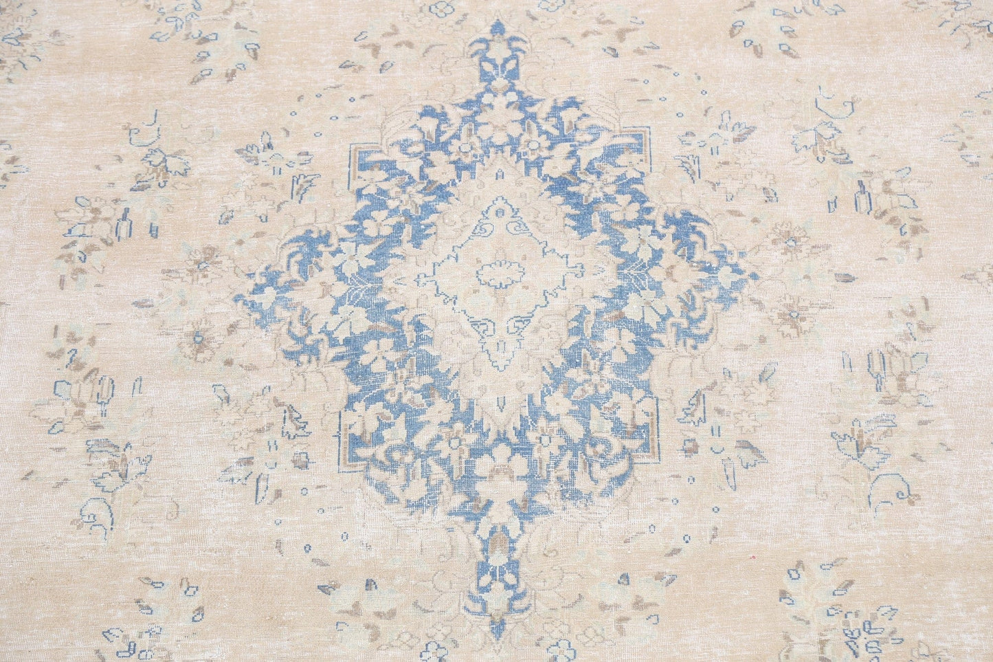 Muted Distressed Kerman Persian Area Rug 10x12