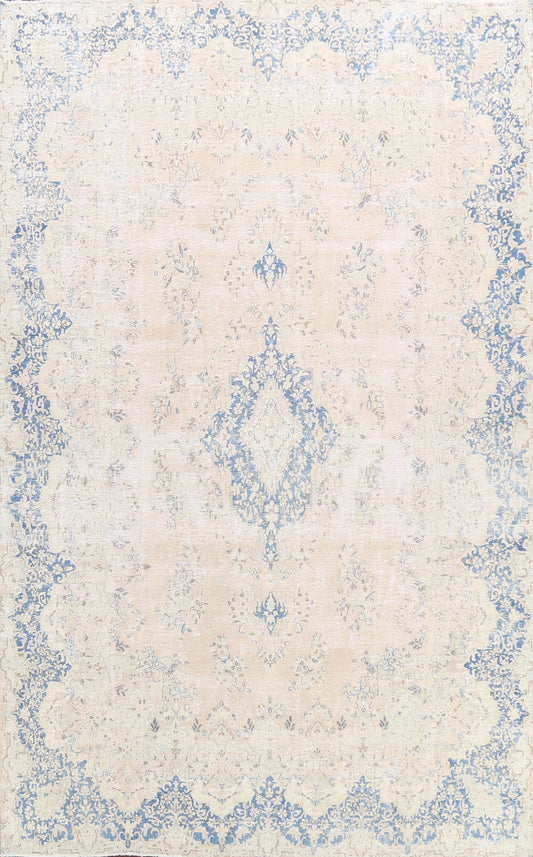 Muted Distressed Kerman Persian Area Rug 10x12