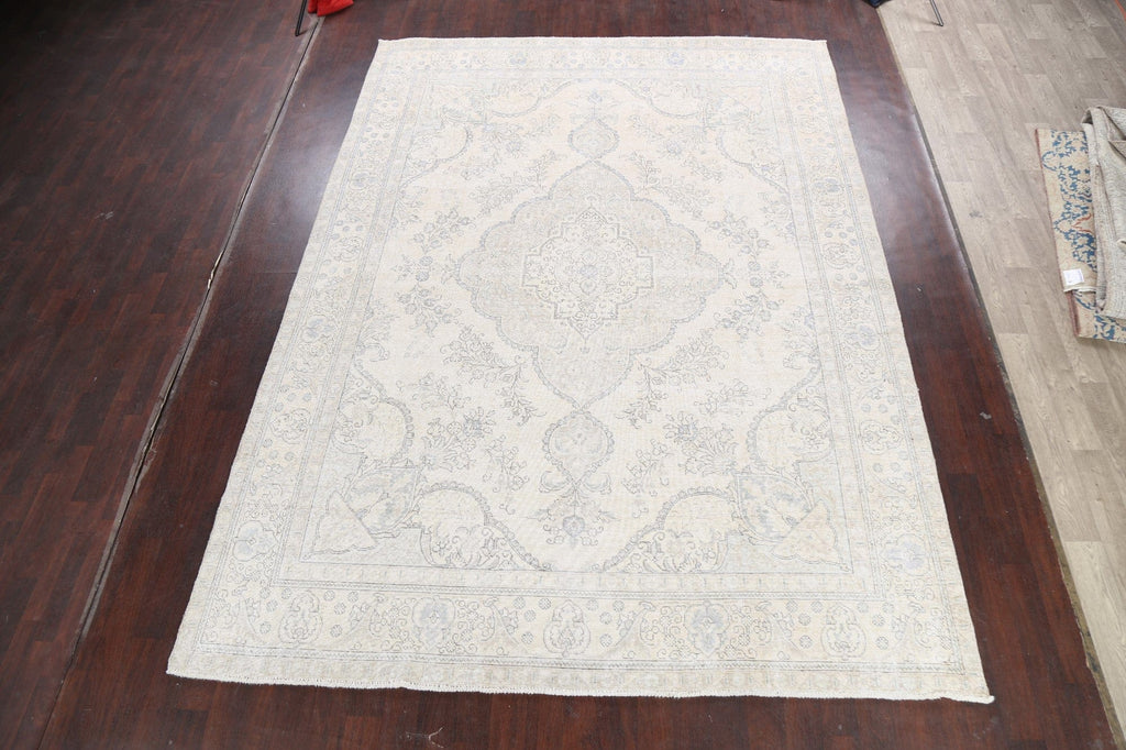 Muted Distressed Tabriz Persian Area Rug 9x13