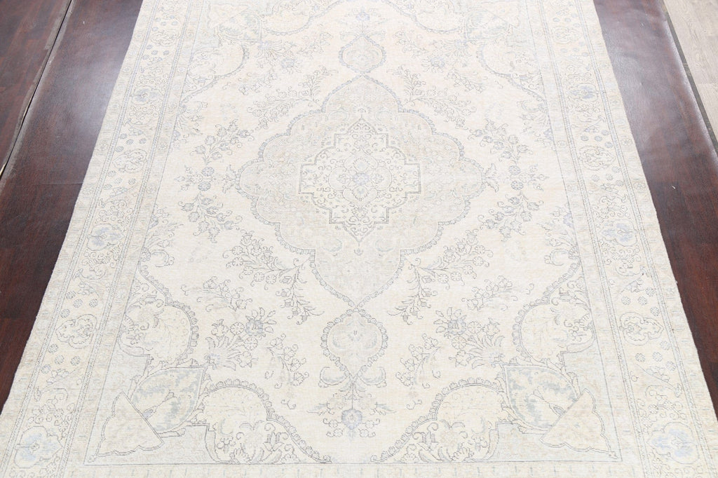 Muted Distressed Tabriz Persian Area Rug 9x13