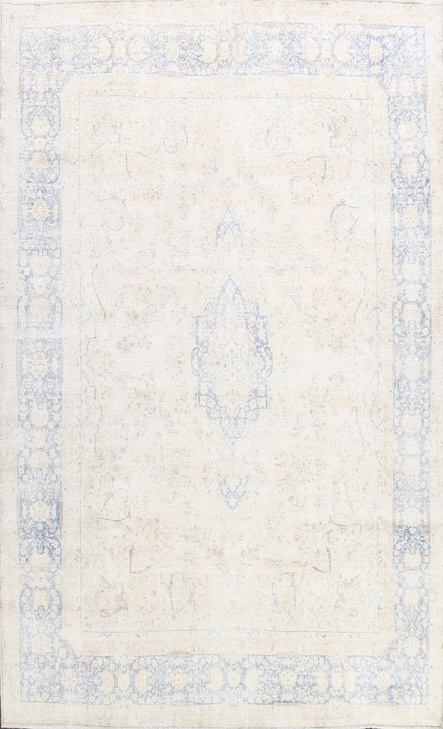 Muted Distressed Kerman Persian Area Rug 10x13