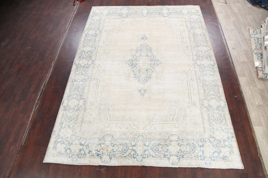 Muted Distressed Kerman Persian Area Rug 10x13