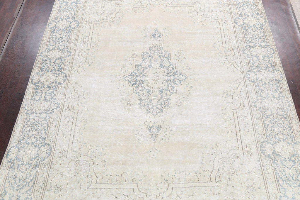 Muted Distressed Kerman Persian Area Rug 10x13