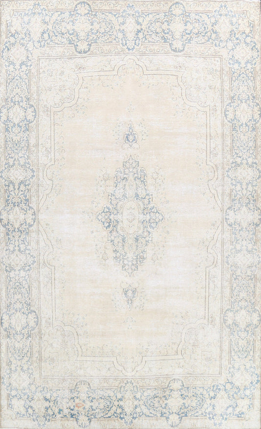 Muted Distressed Kerman Persian Area Rug 10x13