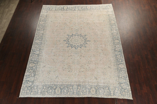 Muted Distressed Kerman Persian Area Rug 10x13