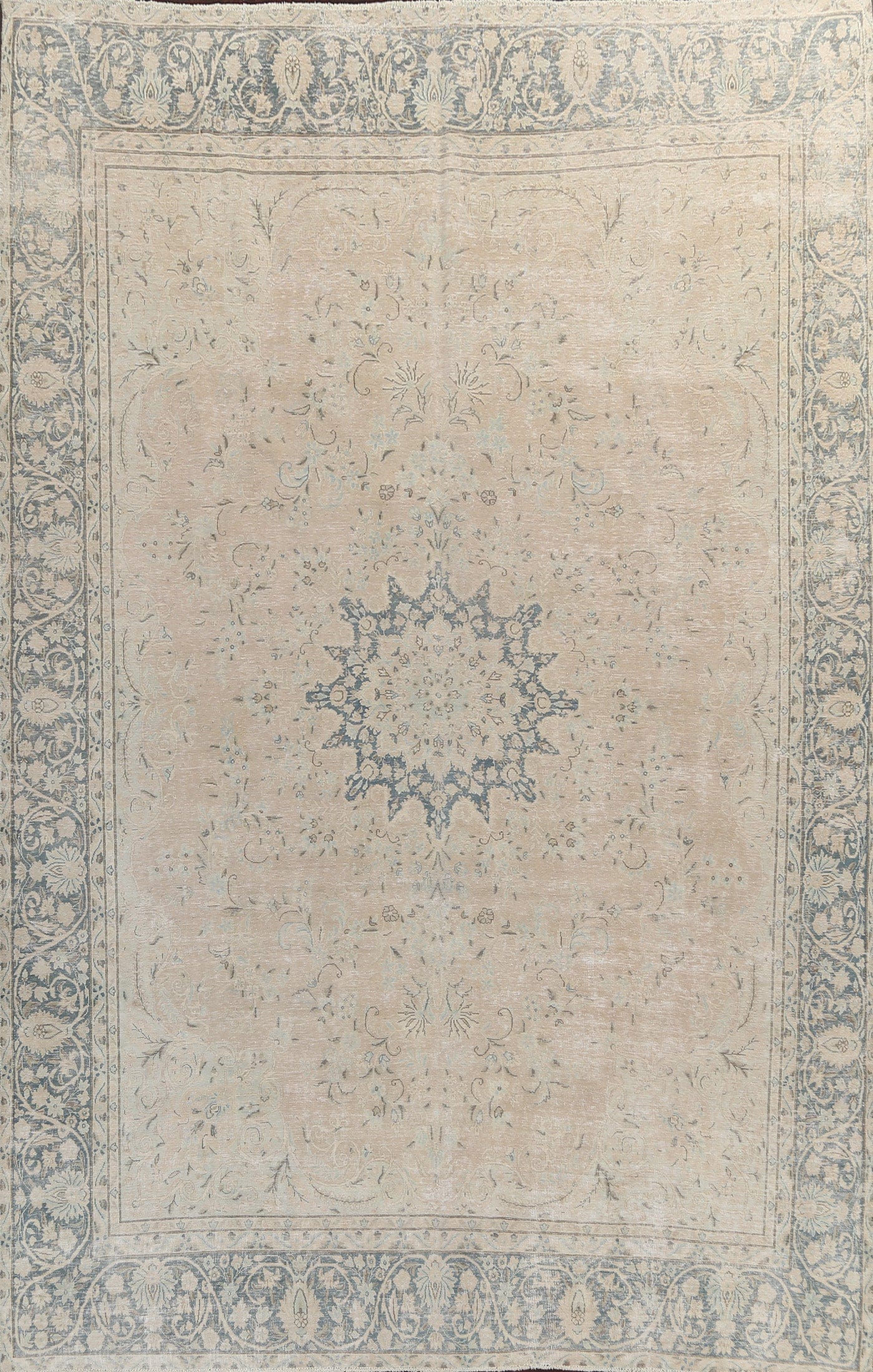 Muted Distressed Kerman Persian Area Rug 10x13