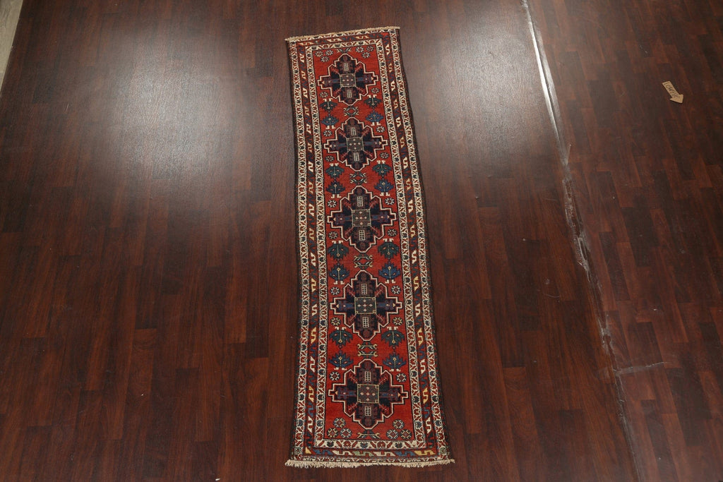 Antique Geometric Bakhtiari Persian Runner Rug 3x10