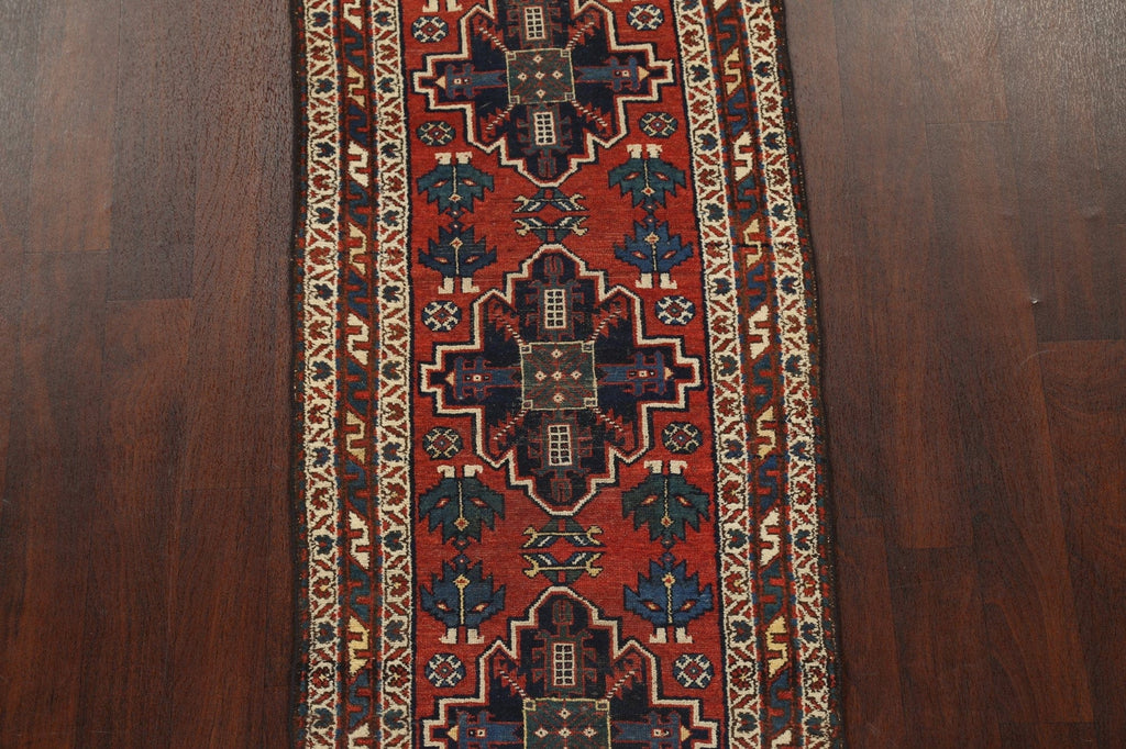 Antique Geometric Bakhtiari Persian Runner Rug 3x10