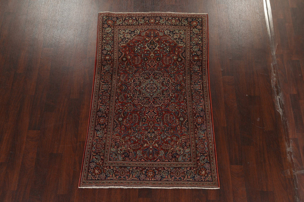 Antique Vegetable Dye Kashan Dabir Persian Area Rug 4x7