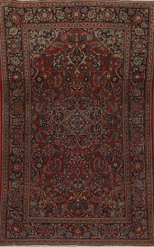 Antique Vegetable Dye Kashan Dabir Persian Area Rug 4x7