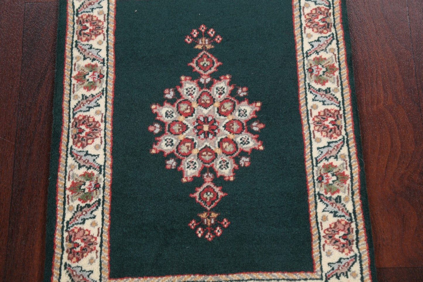 Floral Green Kashan Oriental Area Rug 1x2