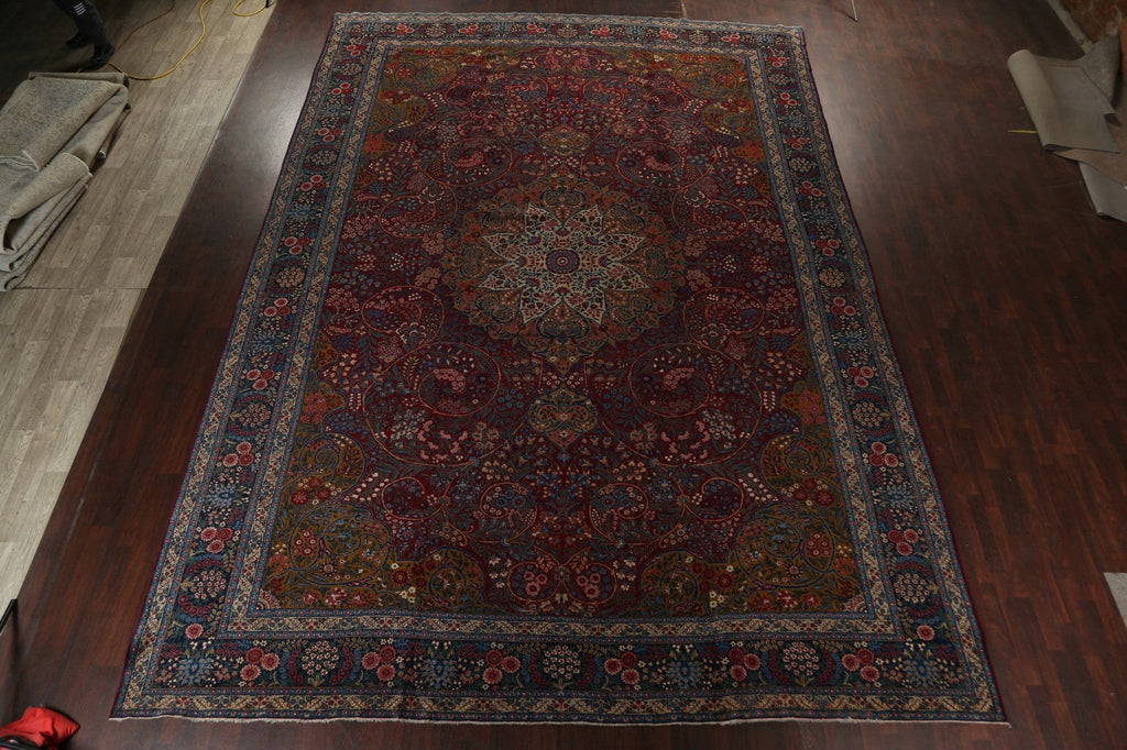 Pre-1900 Antique Vegetable Dye Tabriz Alabaf Persian Rug 13x19