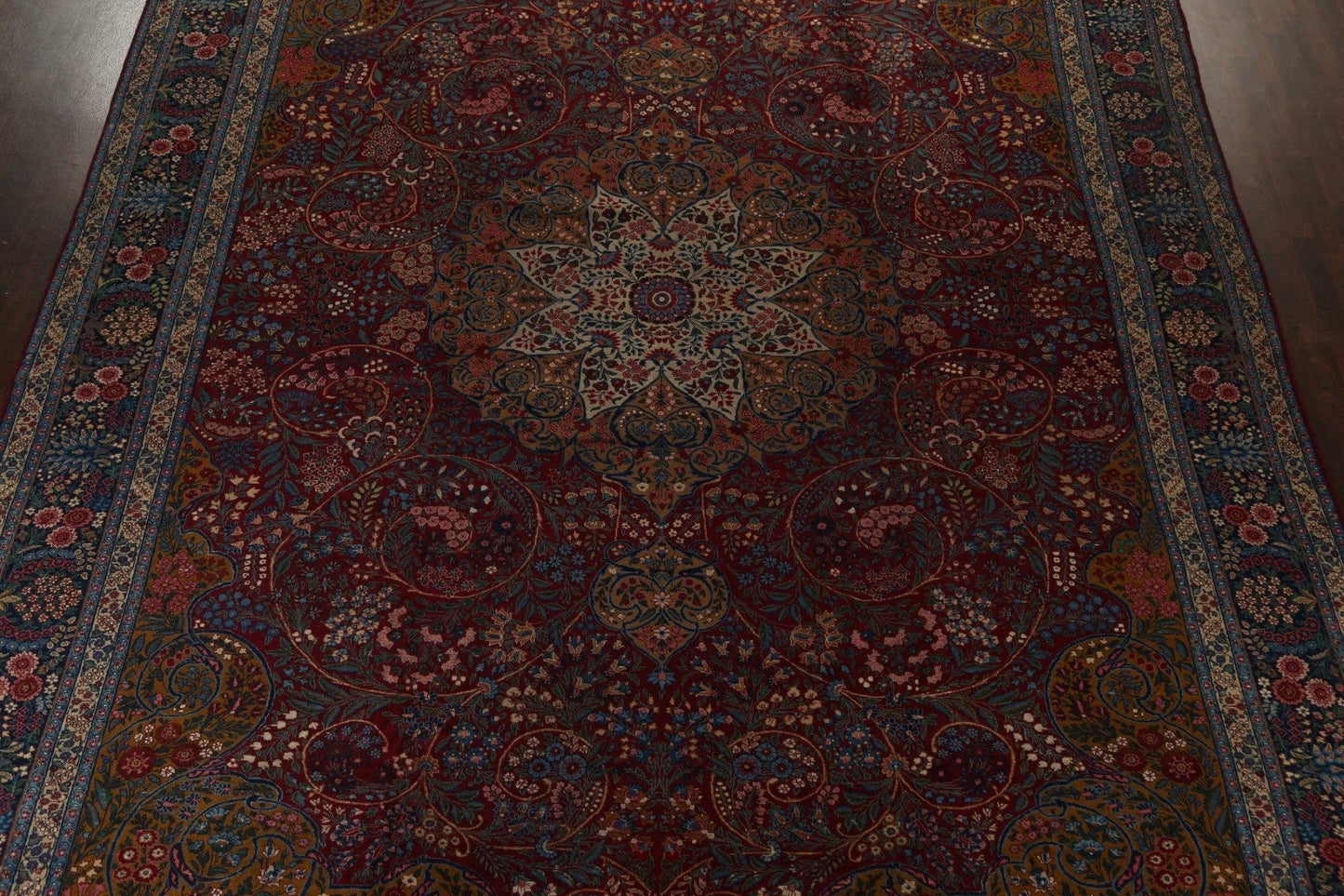 Pre-1900 Antique Vegetable Dye Tabriz Alabaf Persian Rug 13x19