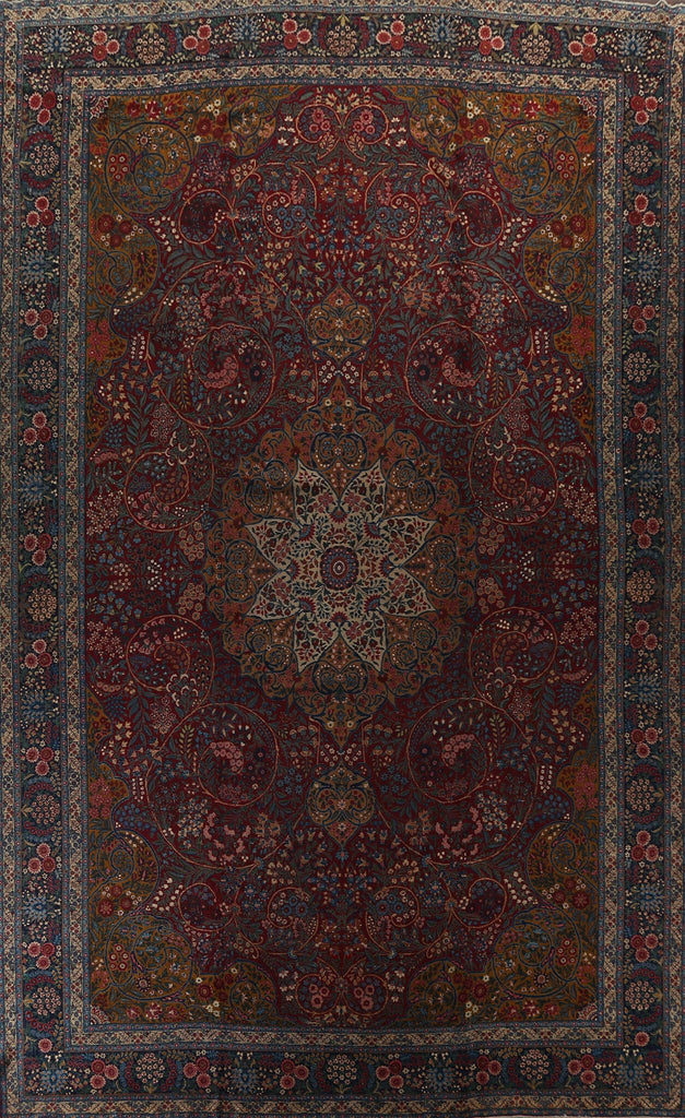 Pre-1900 Antique Vegetable Dye Tabriz Alabaf Persian Rug 13x19