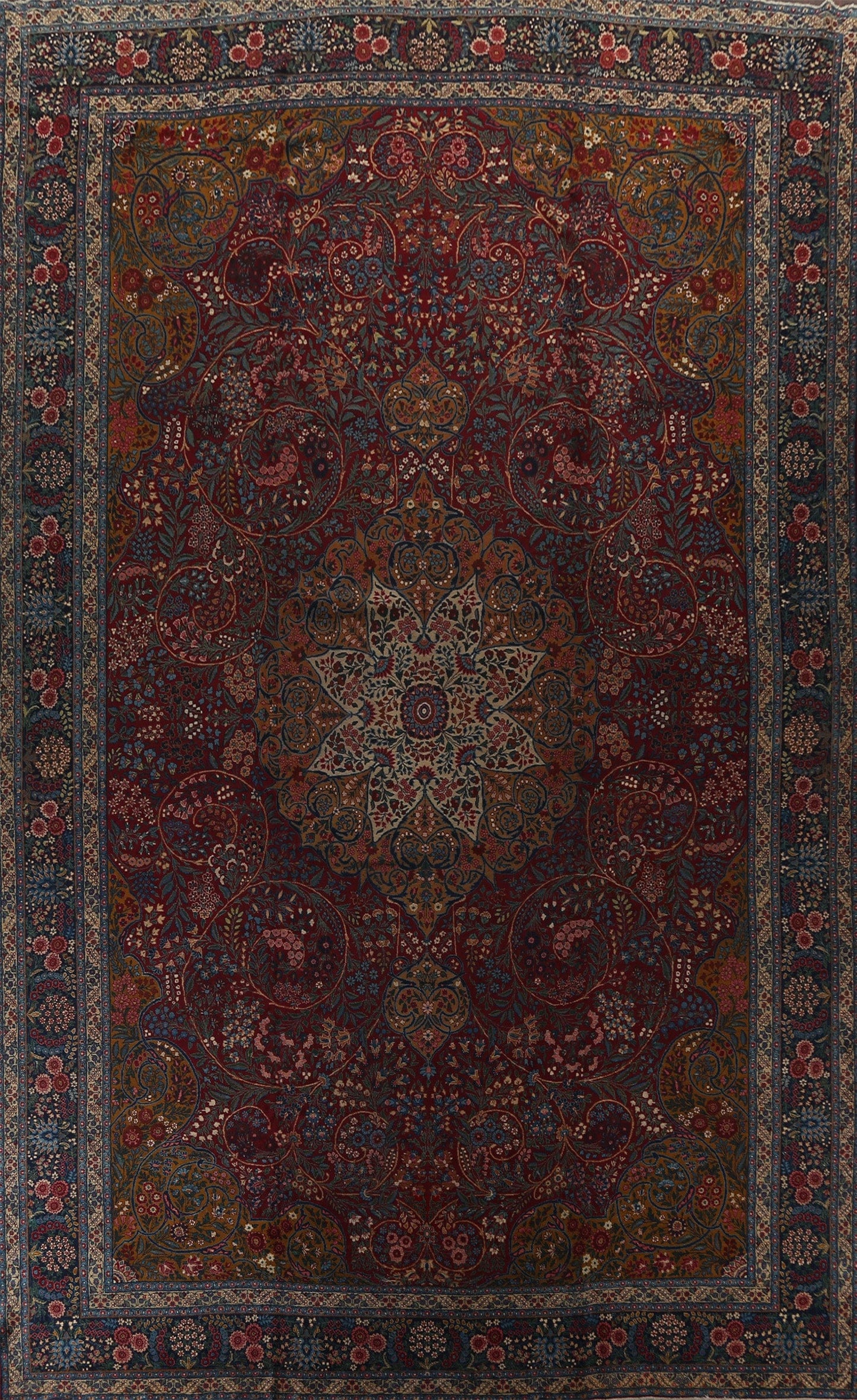 Pre-1900 Antique Vegetable Dye Tabriz Alabaf Persian Rug 13x19