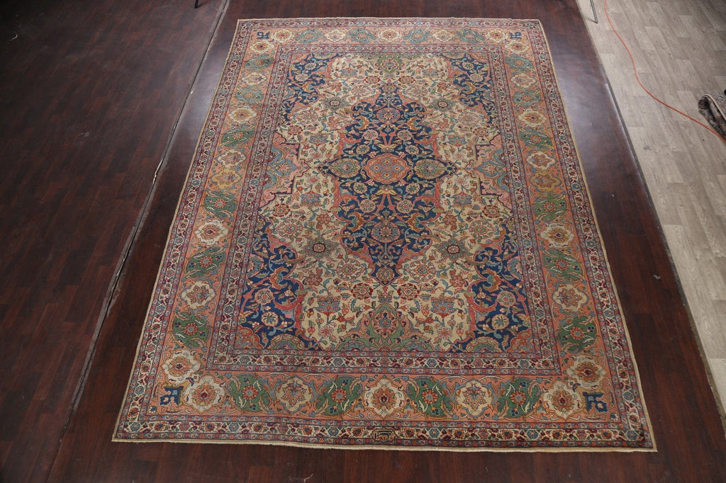 Pre-1900 Antique Vegetable Dye Tabriz Persian Rug 10x13