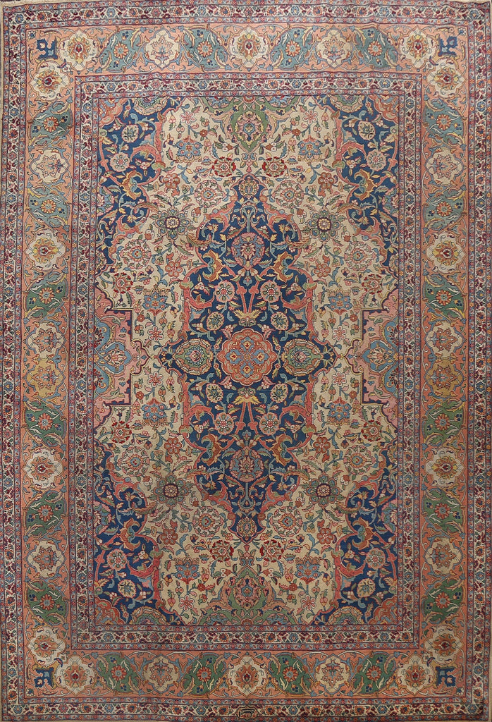 Pre-1900 Antique Vegetable Dye Tabriz Persian Rug 10x13