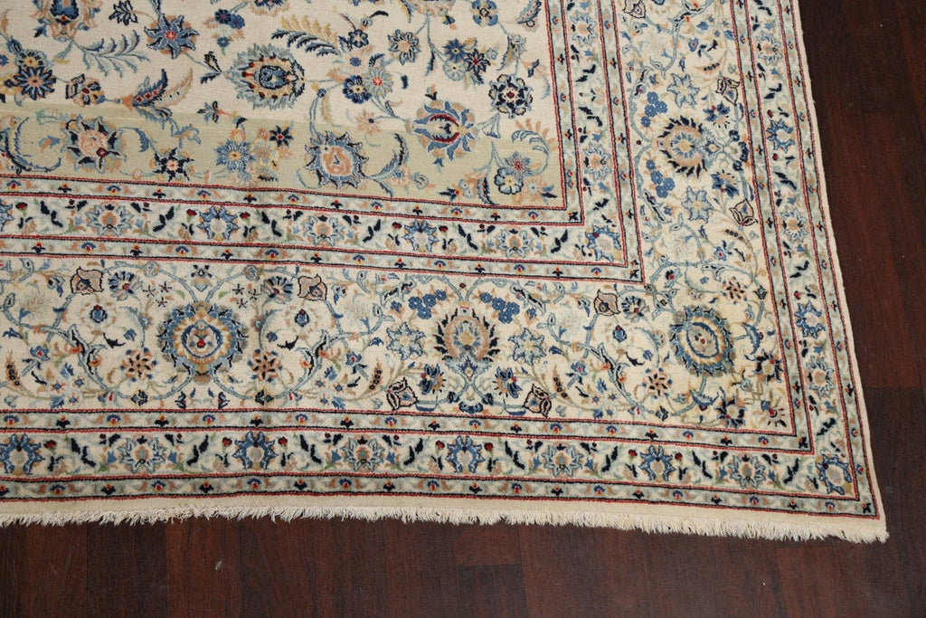 100% Vegetable Dye Floral Kashan Persian Area Rug 12x17