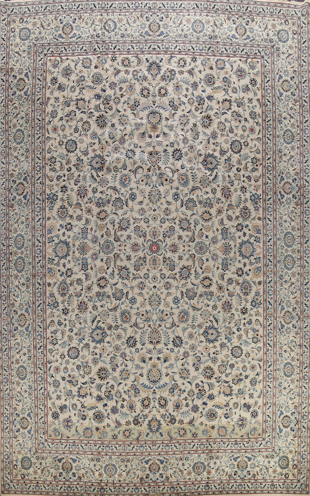 100% Vegetable Dye Floral Kashan Persian Area Rug 12x17