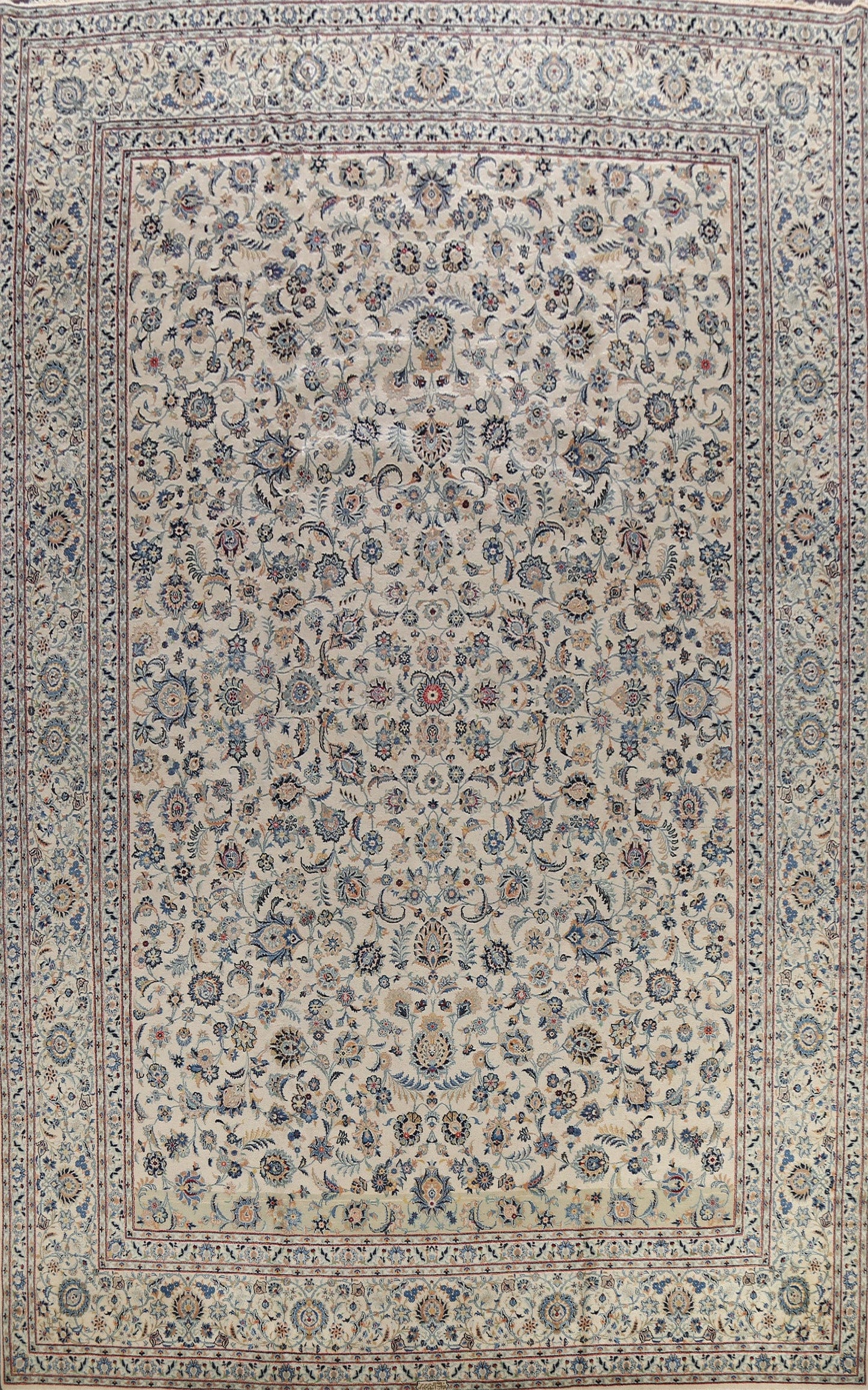 100% Vegetable Dye Floral Kashan Persian Area Rug 12x17