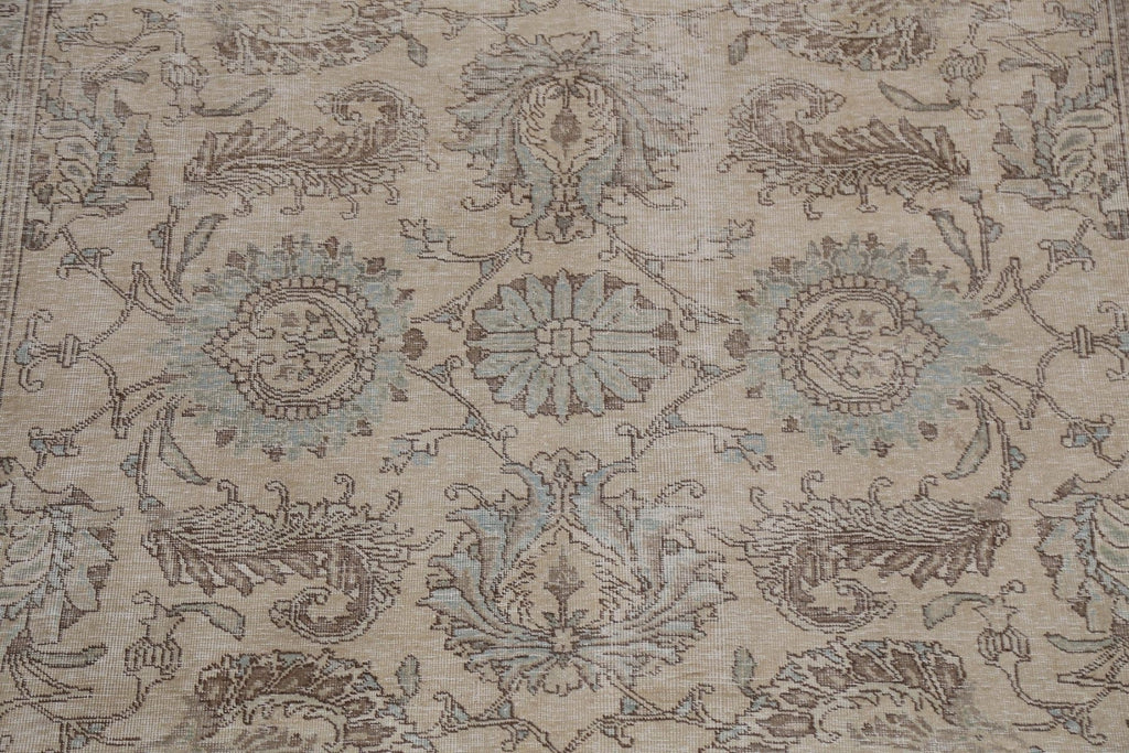 Muted Distressed Floral Tabriz Persian Area Rug 8x11