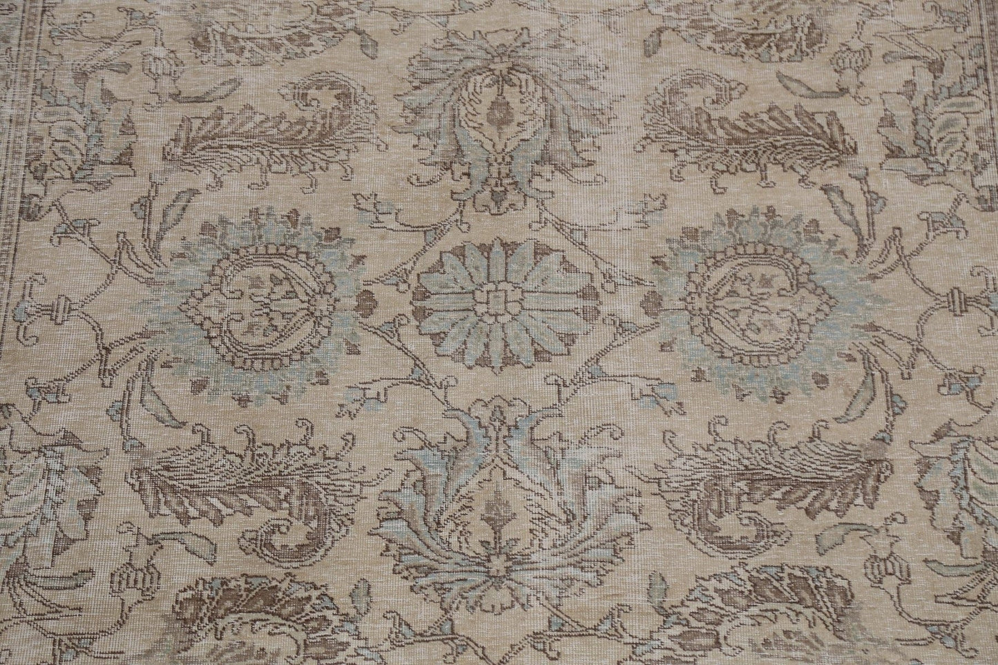 Muted Distressed Floral Tabriz Persian Area Rug 8x11