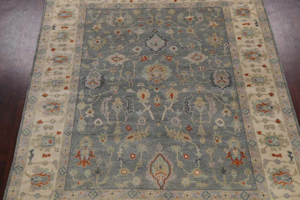 Hand-Knotted Floral Oushak Oriental Wool Rug 8x10