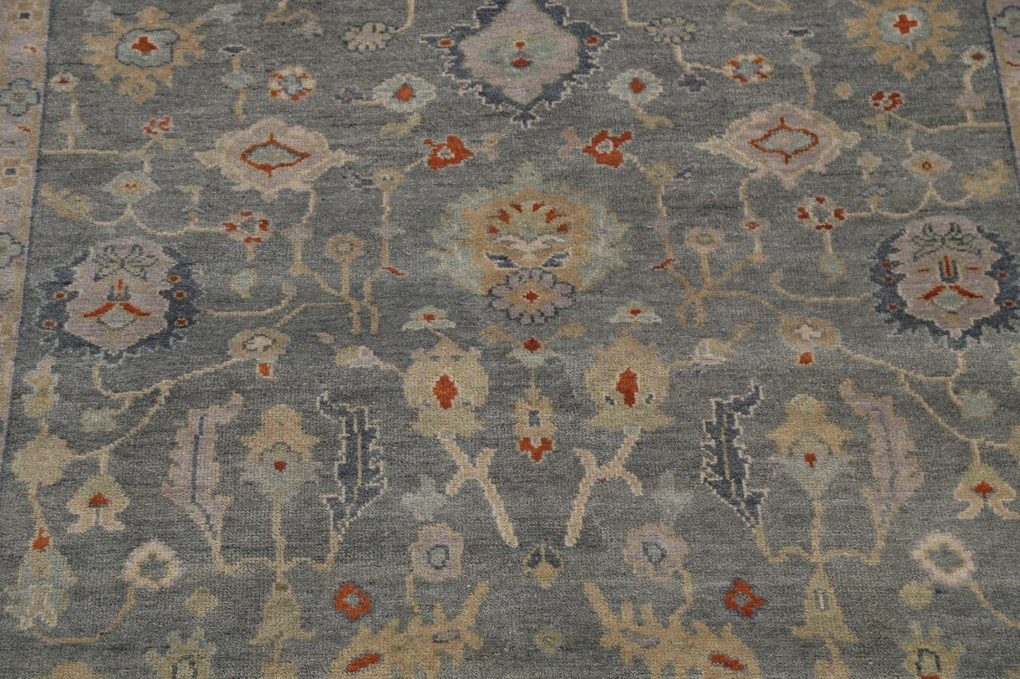 Hand-Knotted Floral Oushak Oriental Wool Rug 8x10