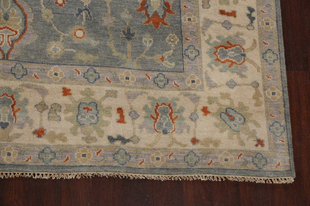 Hand-Knotted Floral Oushak Oriental Wool Rug 8x10