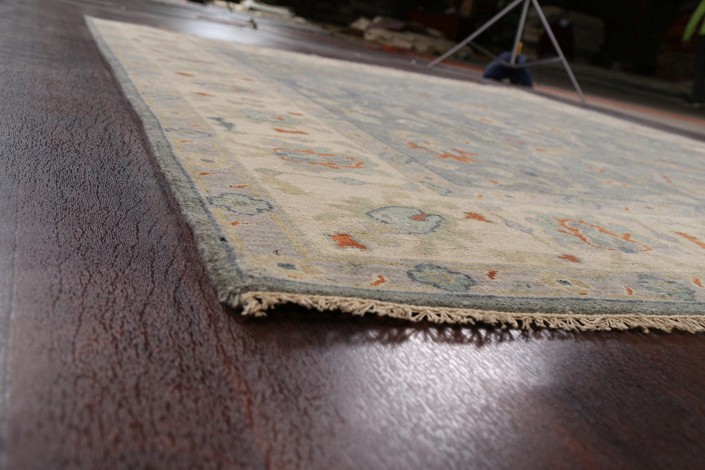 Hand-Knotted Floral Oushak Oriental Wool Rug 8x10