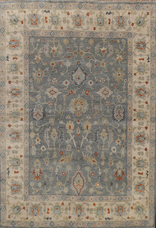 Hand-Knotted Floral Oushak Oriental Wool Rug 8x10