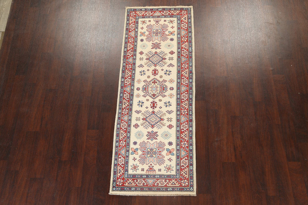 Geometric Kazak Oriental Runner Rug 3x8