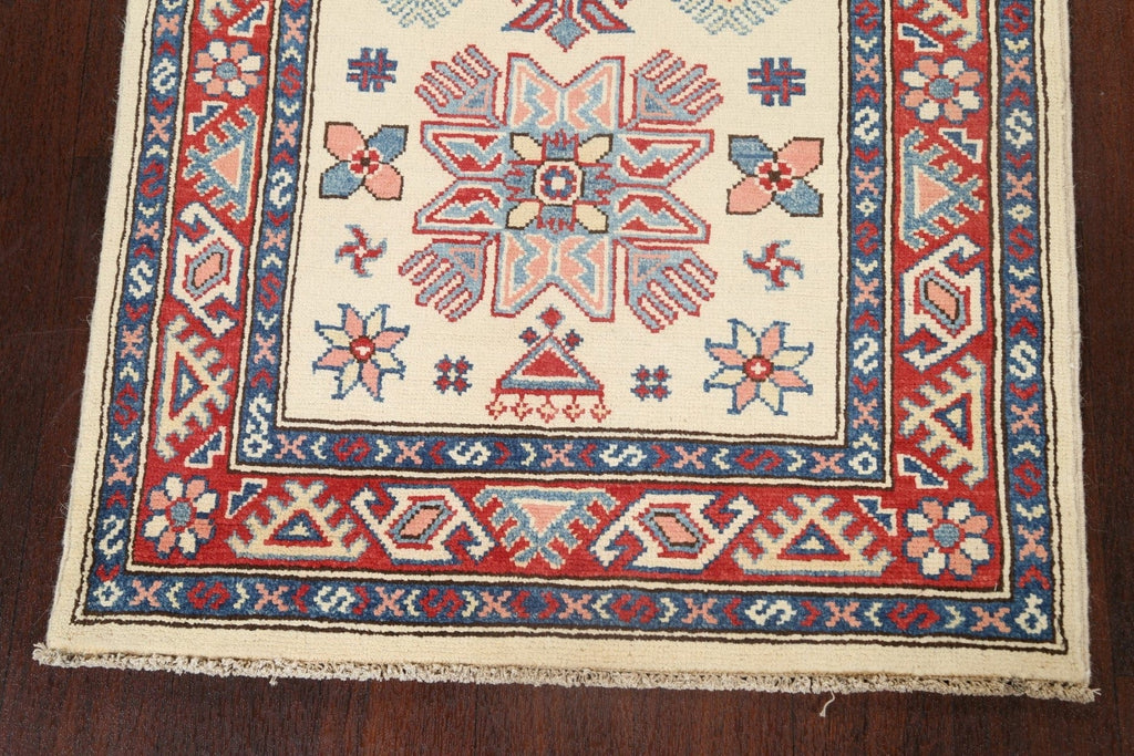 Geometric Kazak Oriental Runner Rug 3x8