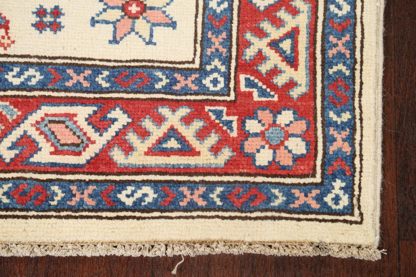 Geometric Kazak Oriental Runner Rug 3x8