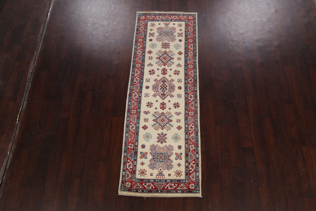 Geometric Kazak Oriental Runner Rug 3x8