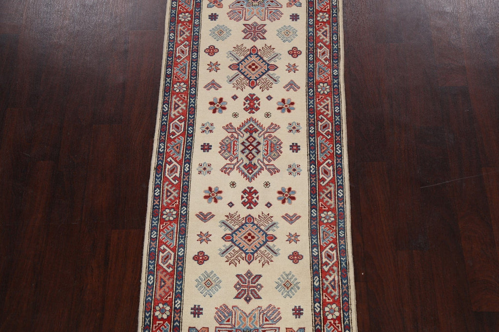 Geometric Kazak Oriental Runner Rug 3x8