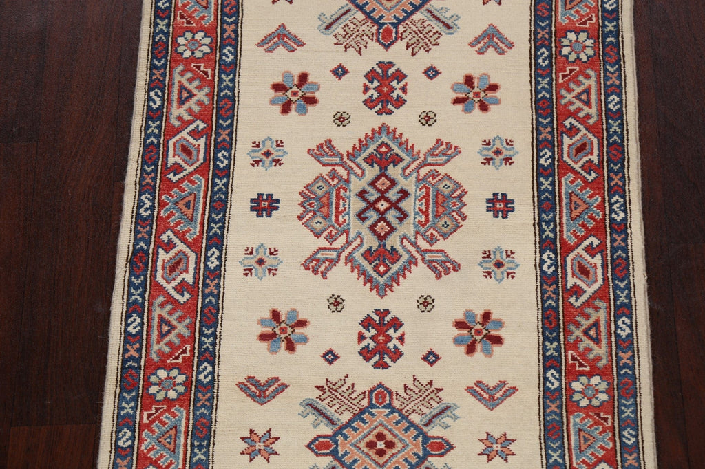 Geometric Kazak Oriental Runner Rug 3x8