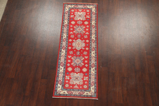 Geometric Kazak Oriental Runner Rug 3x7