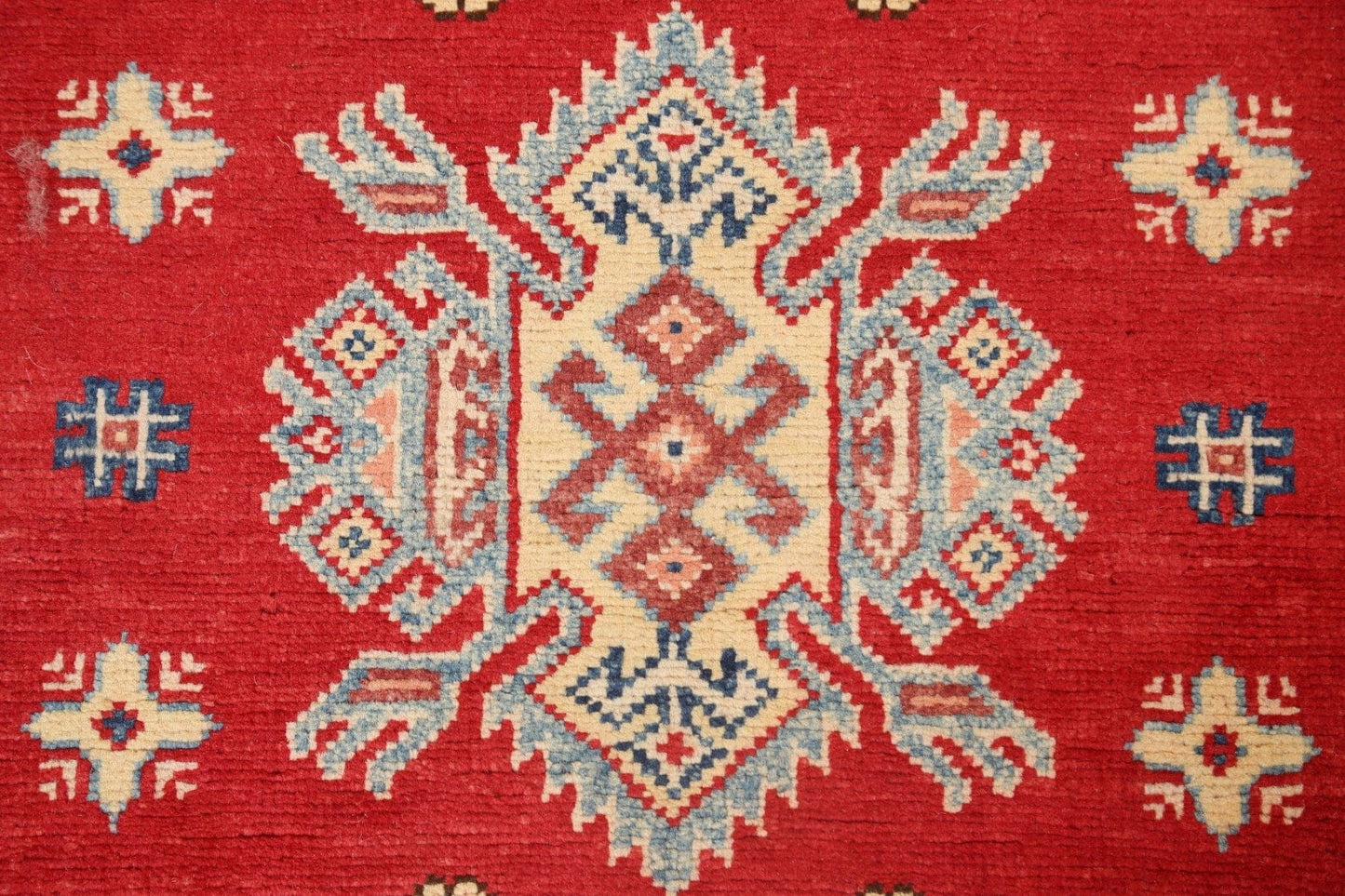 Geometric Kazak Oriental Runner Rug 3x7