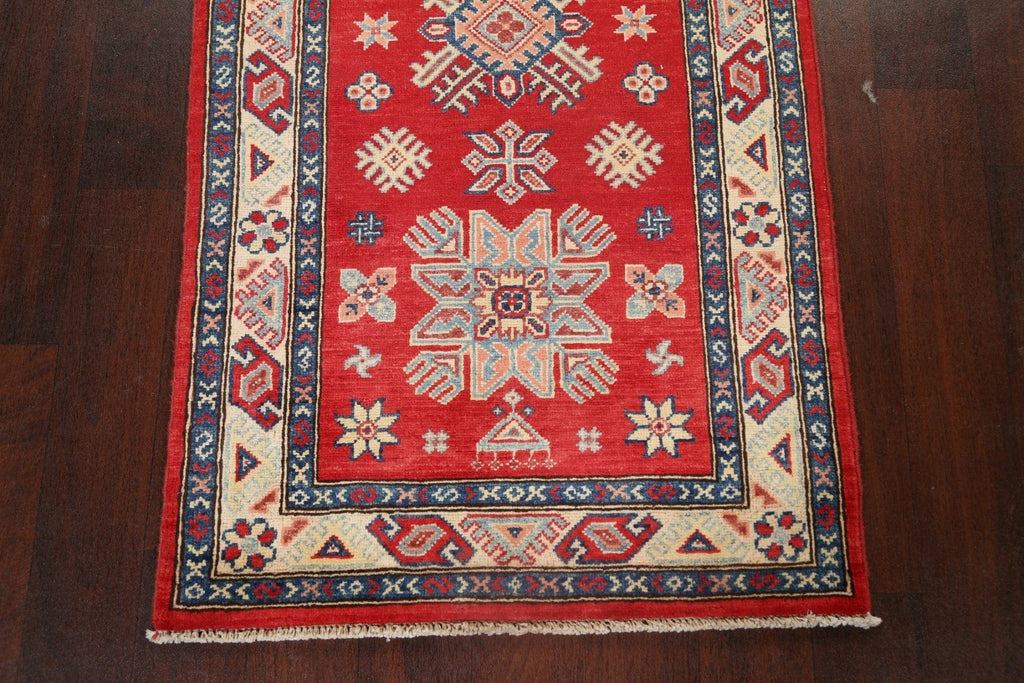 Geometric Kazak Oriental Runner Rug 3x7