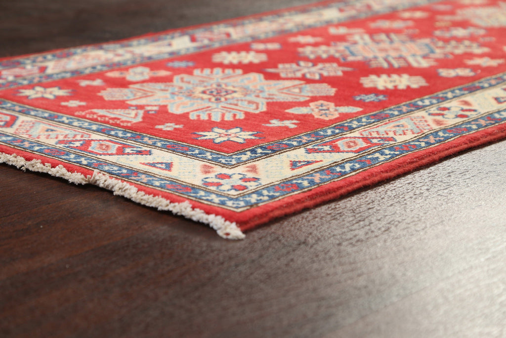 Geometric Kazak Oriental Runner Rug 3x7