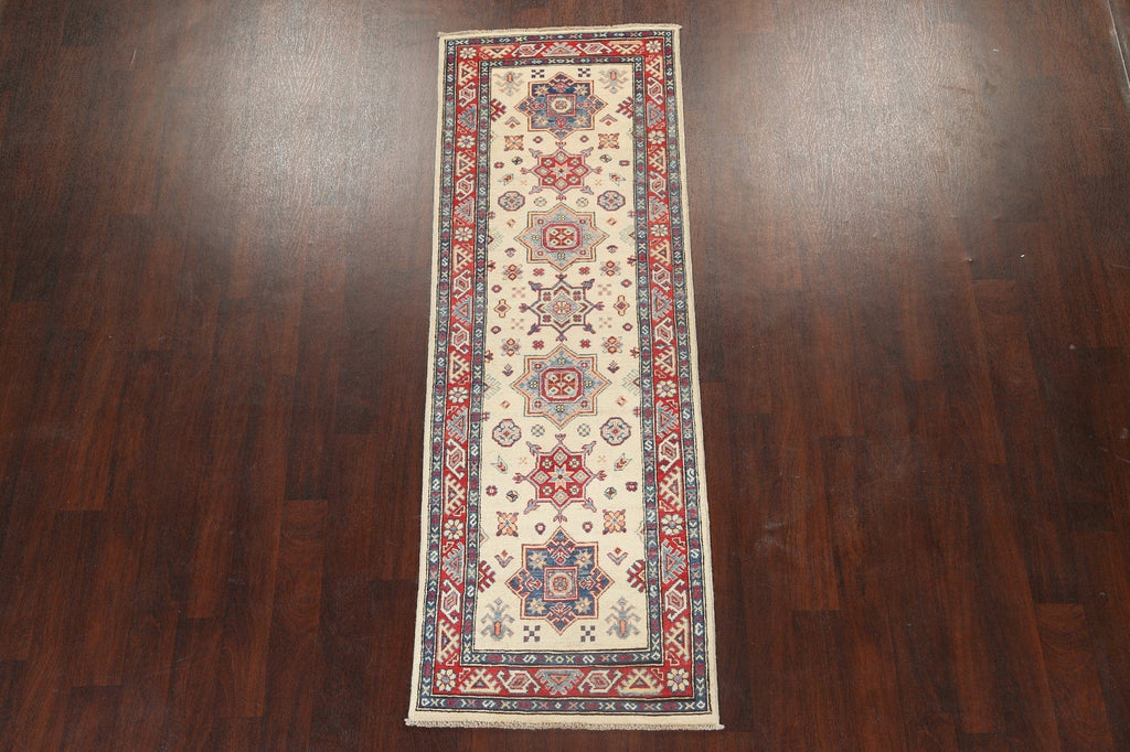 Geometric Kazak Oriental Runner Rug 3x8