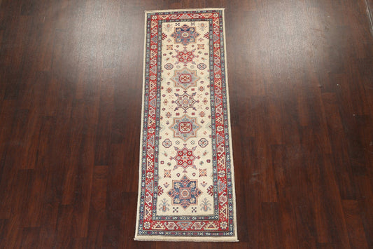 Geometric Kazak Oriental Runner Rug 3x8