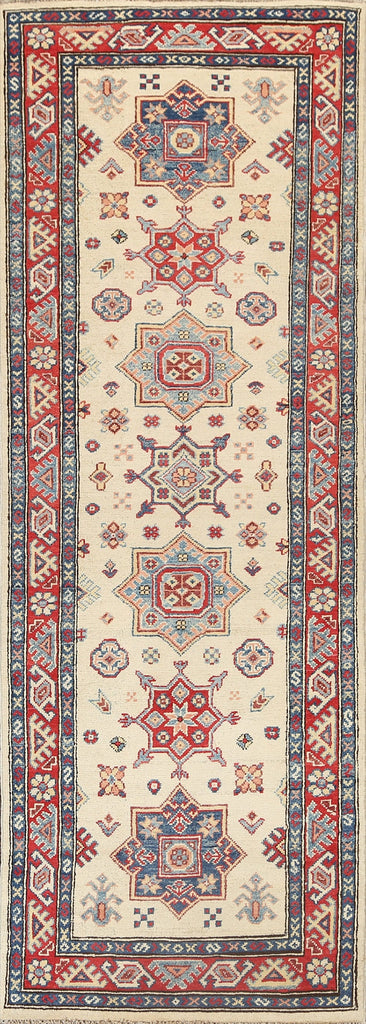 Geometric Kazak Oriental Runner Rug 3x8