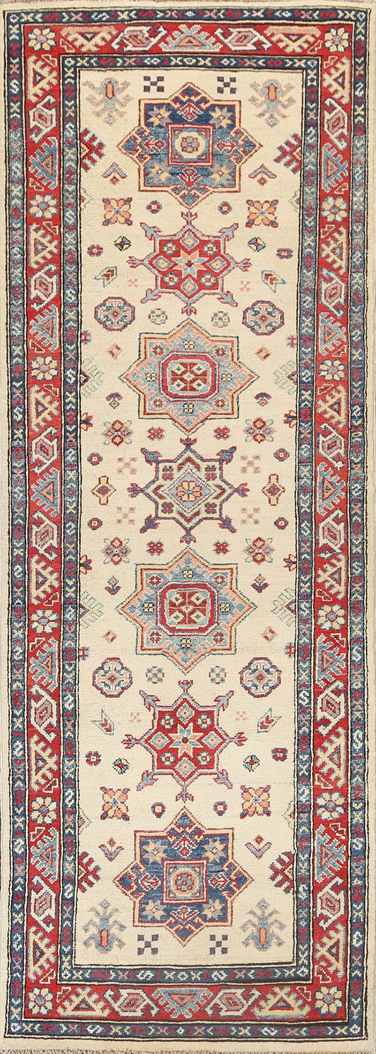 Geometric Kazak Oriental Runner Rug 3x8